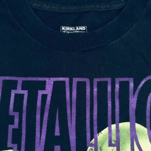 Kirkland Signature tag on Metallica vintage T-shirt