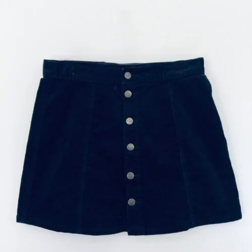 navy corduroy mini skirt, Afends button skirt, Australian streetwear, grunge mini skirt