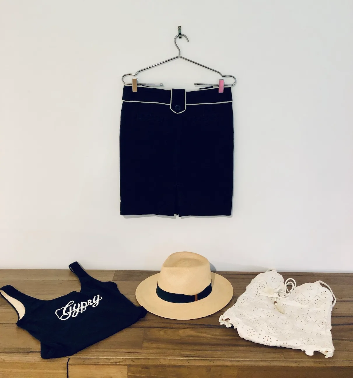 Alice McCall skirt, contrast piping mini, Australian designer fashion, black cotton blend skirt