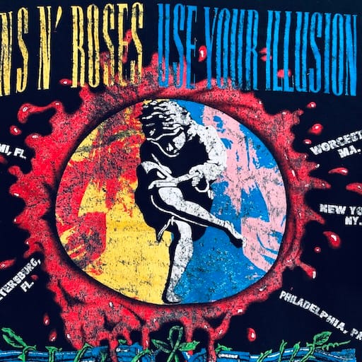 Back print of Guns N’ Roses tee showing tour dates and logo