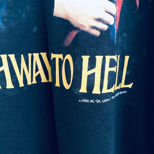 Close-up of AC/DC shirt copyright 2000