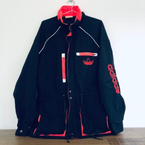 Adidas vintage rain jacket 1980s silver tag navy coral rare jacket