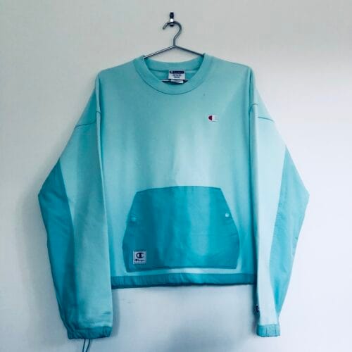 Champion panelled sweatshirt aqua blue utility pocket streetwear