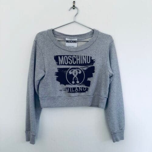 Moschino cropped sweatshirt grey Milano logo designer pullover