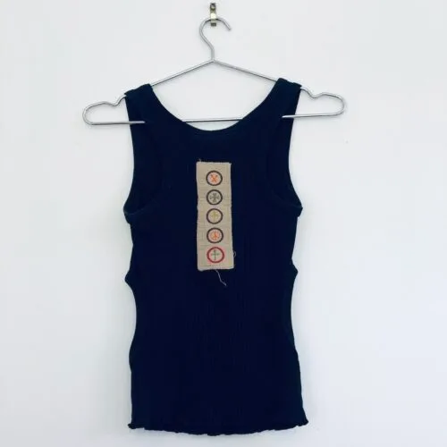 Gaudi Italy tank top, vintage ribbed cutout top, early 2000s streetwear, black cotton tank