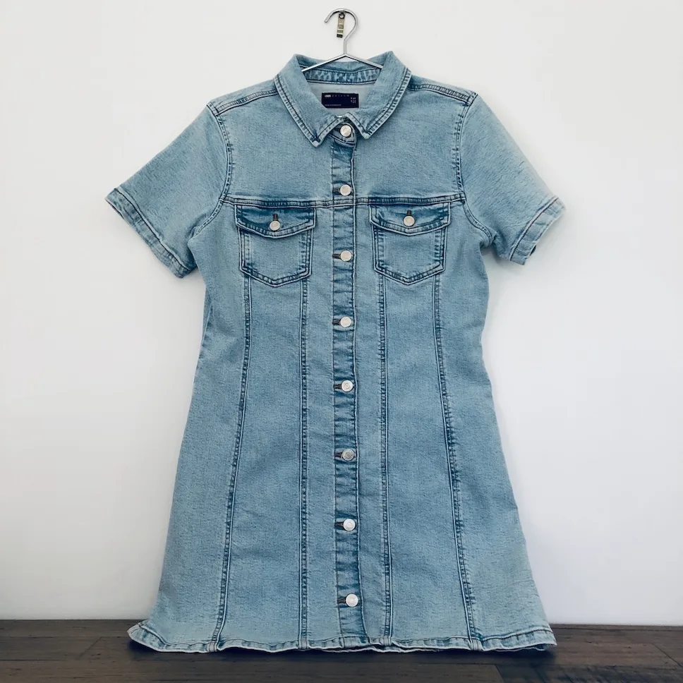 denim shirt dress, casual denim dress, structured button-up, ASOS vintage