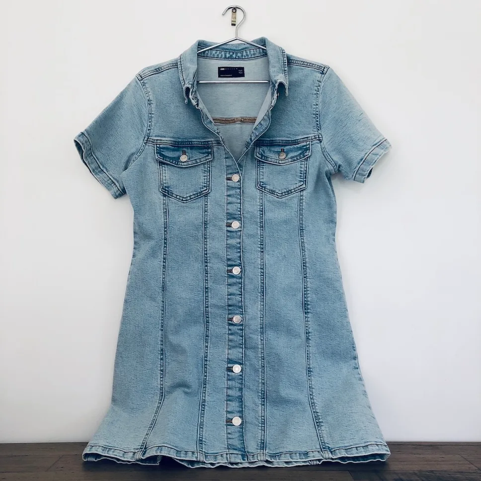 denim shirt dress, casual denim dress, structured button-up, ASOS vintage