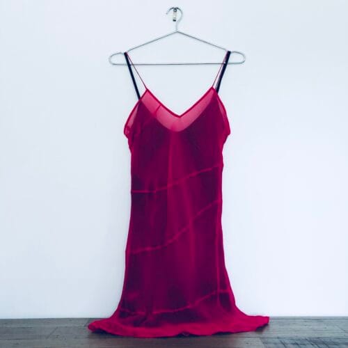 Morrissey Sydney dress, vintage silk slip dress, 1995 designer dress, Australian designer fashion, fuchsia evening dress
