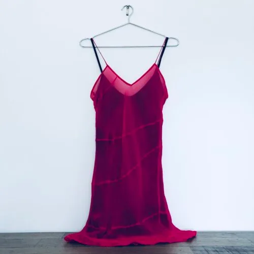 Morrissey Sydney dress, vintage silk slip dress, 1995 designer dress, Australian designer fashion, fuchsia evening dress