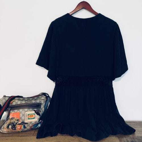 Stevie May lace-up boho dress, Preloved Stevie May black dress, Stevie May flutter sleeve style, Bohemian black lace dress, Stevie May festival outfit dress, Lace detail Stevie May fashion